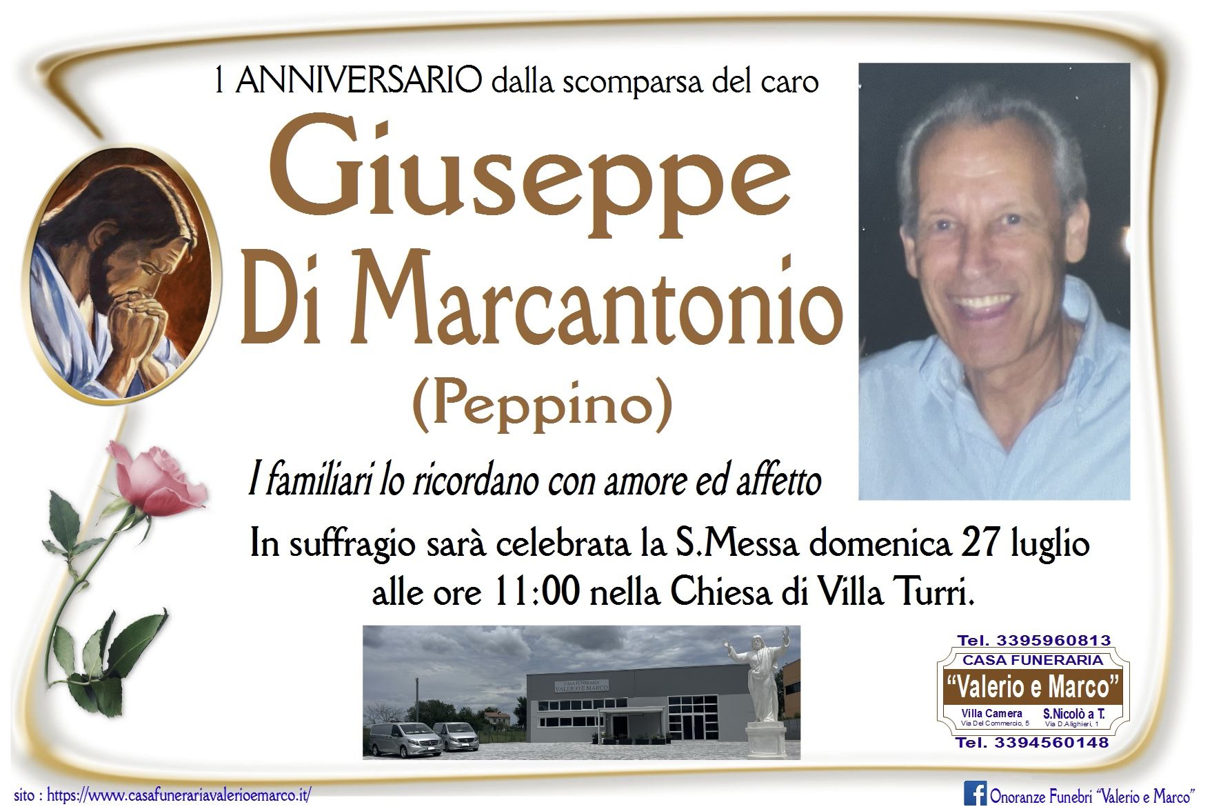 anniversario di Giuseppe Di Marcantonio Casa Funeraria Agenzia Onoranze Funebri Valerio e Marco Teramo Val Vibrata