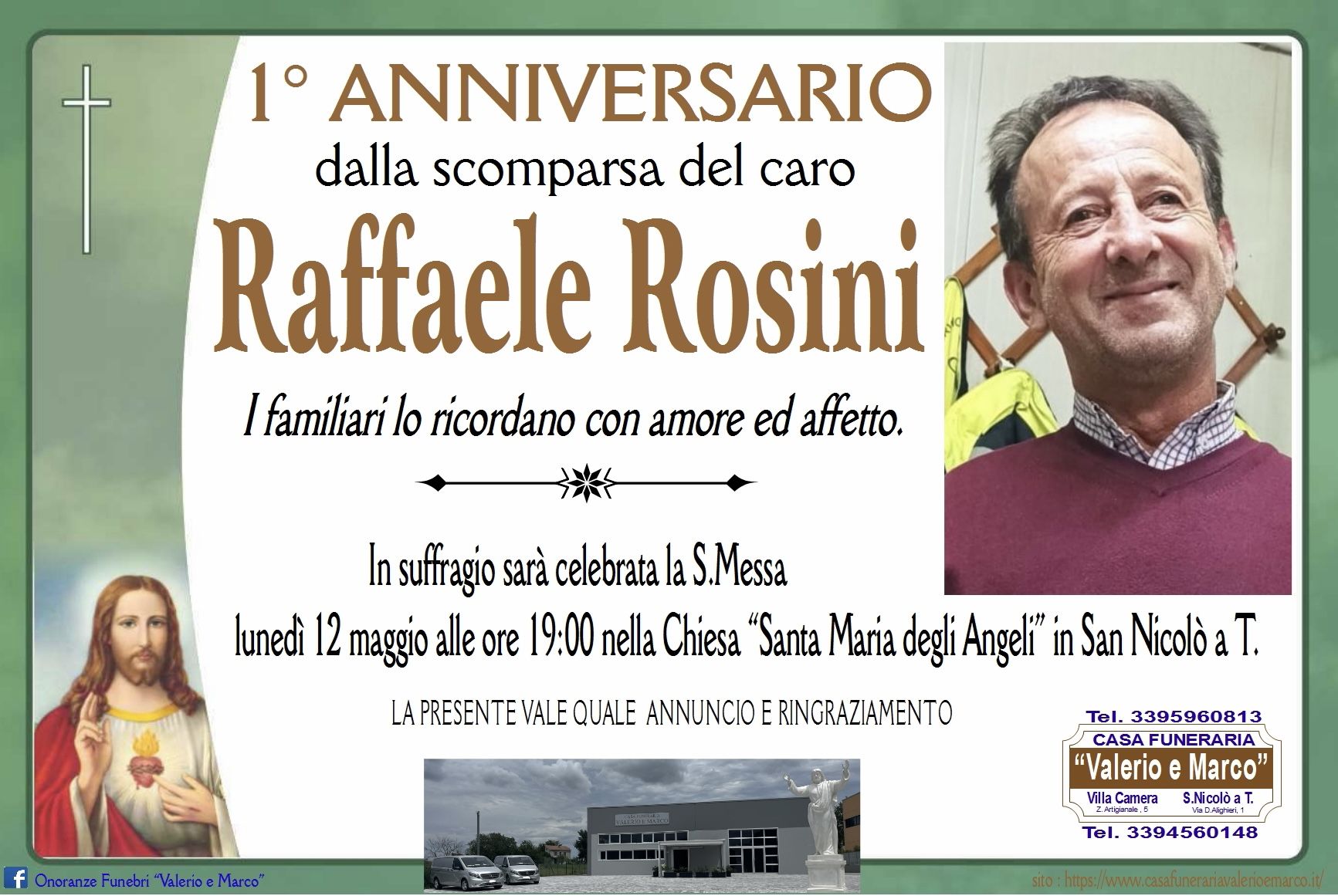 anniversario di Raffaele Rosini Casa Funeraria Agenzia Onoranze Funebri Valerio e Marco Teramo Val Vibrata