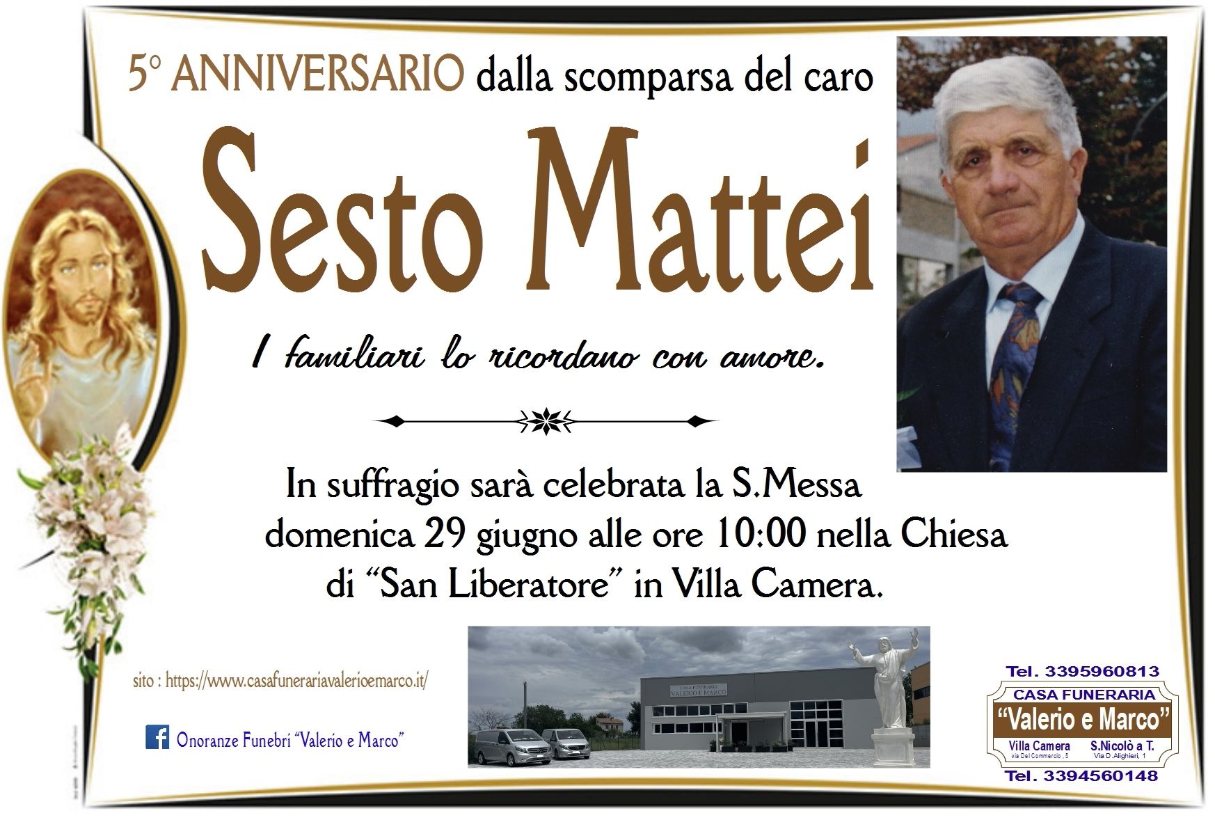 anniversario di Sesto Mattei Casa Funeraria Agenzia Onoranze Funebri Valerio e Marco Teramo Val Vibrata