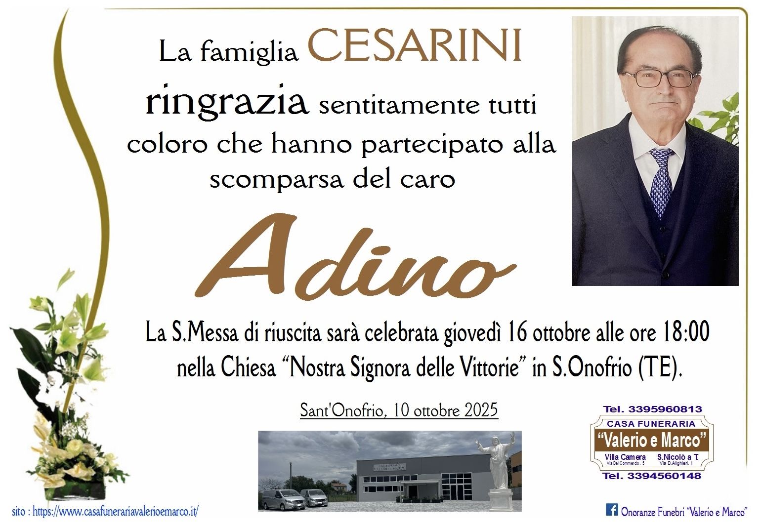 anniversario di Iole Boromei Casa Funeraria Agenzia Onoranze Funebri Valerio e Marco Teramo Val Vibrata